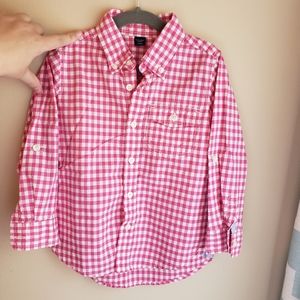 Adorable little boys pink/white button down shirt